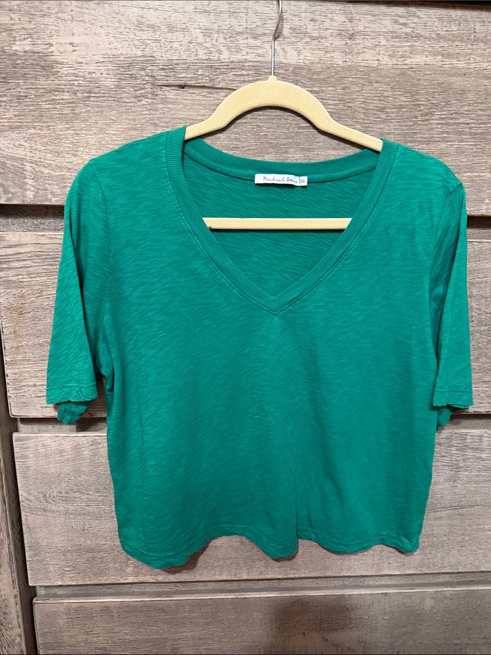Michael Stars Teal Green V-Neck Short Sleeve Top